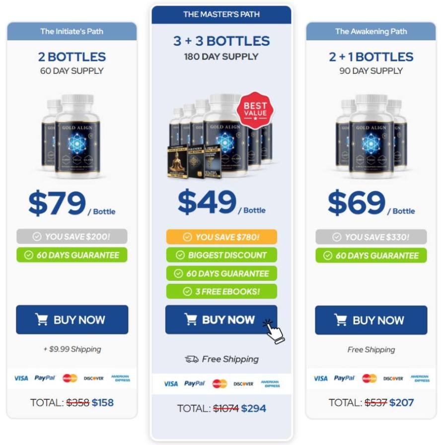 Exclusive Gold Align price promotion for multi-bottle packages
